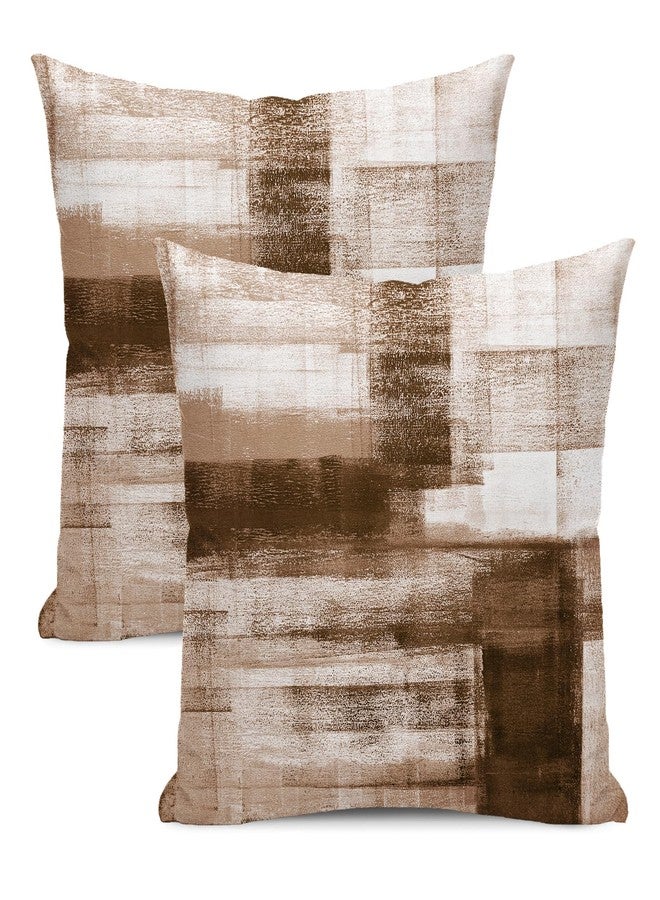 AEIOAE Brown Beige White Pillow Covers 18x18 Inch Set of 2,Abstract Art Throw Pillows Case,Modern Geometry Outdoor Decorative Square Linen Farmhouse Decor Cushion Covers for Home Sofa Bed Couch - Image 1