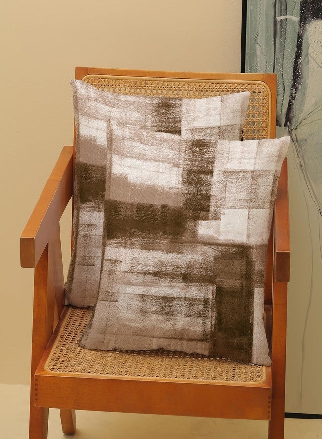 AEIOAE Brown Beige White Pillow Covers 18x18 Inch Set of 2,Abstract Art Throw Pillows Case,Modern Geometry Outdoor Decorative Square Linen Farmhouse Decor Cushion Covers for Home Sofa Bed Couch - Image 2