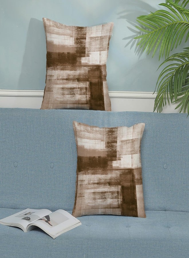 AEIOAE Brown Beige White Pillow Covers 18x18 Inch Set of 2,Abstract Art Throw Pillows Case,Modern Geometry Outdoor Decorative Square Linen Farmhouse Decor Cushion Covers for Home Sofa Bed Couch - Image 3