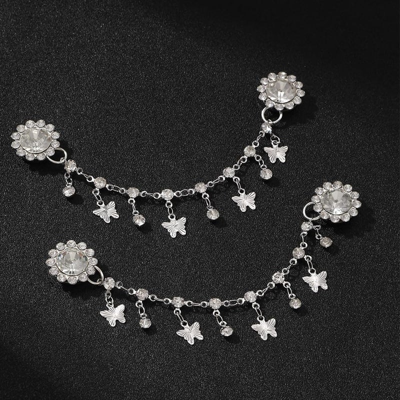 Putthipong Croc Charms Bling Shoe Charms Girly Designer Jewelry Shoe Decoration with Bling Chains Pearl Cute Bear Rhinestone Butterfly Flower for Women Girls Teens Adults Party Favors Birthday Gifts - Image 3
