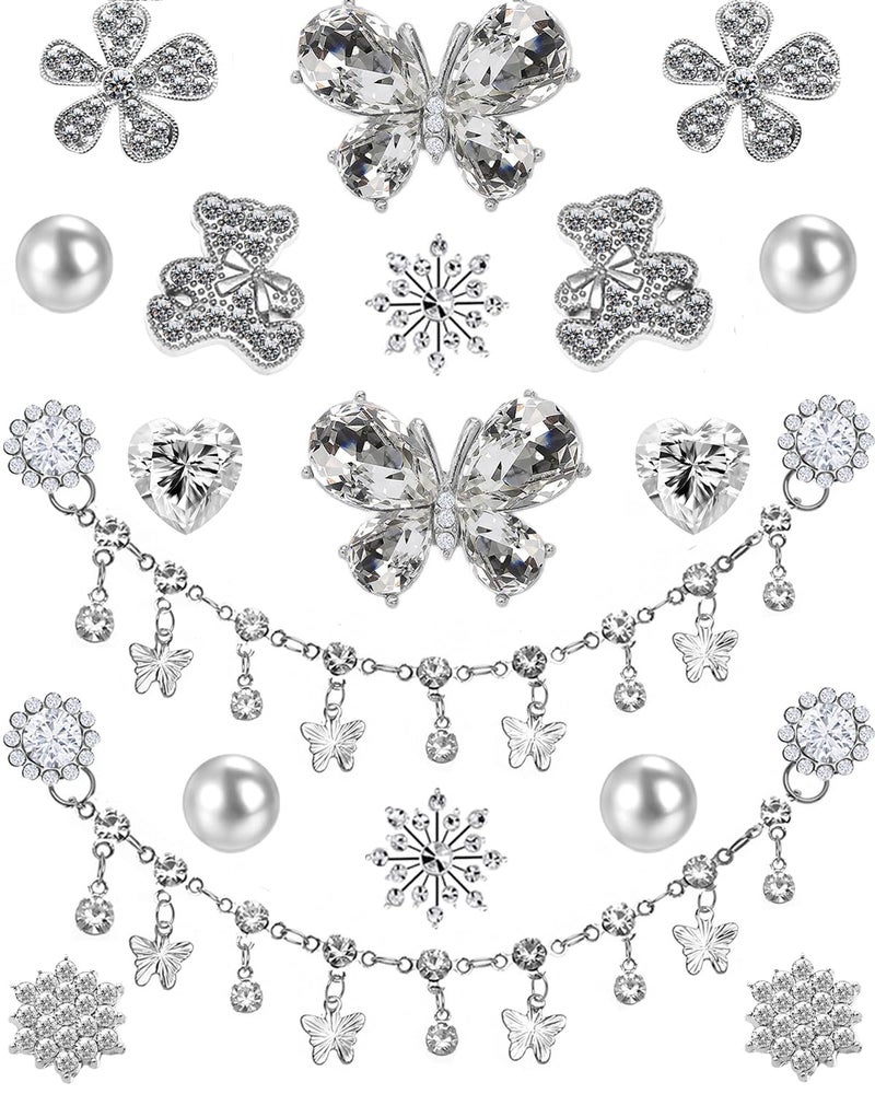 Putthipong Croc Charms Bling Shoe Charms Girly Designer Jewelry Shoe Decoration with Bling Chains Pearl Cute Bear Rhinestone Butterfly Flower for Women Girls Teens Adults Party Favors Birthday Gifts - Image 1