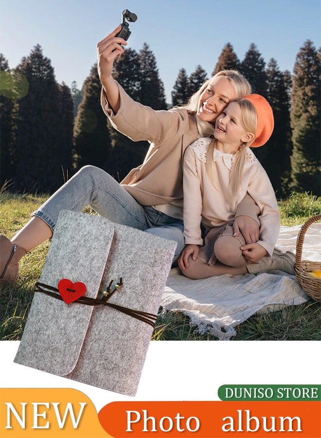 Photo Album, Felt Cover Photo Scrapbook Memory Book Handmade DIY Albums with 60 Sheets,Can hold 120 5-6 inch photos  - Image 1
