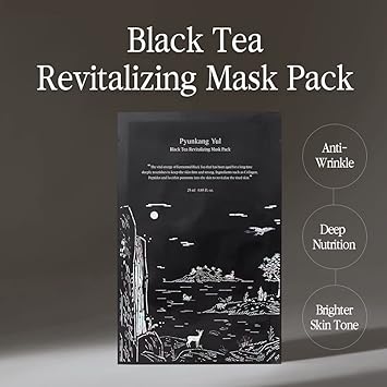 Pyunkang Yul PKY Pyunkang Yul Fermented Black Tea Revitalizing Mask Pack with Collagen Shea Butter Deep Moisturizing Skin Revival Elasticity Care Korean Face Mask Sheet 25ml x 10ea - Image 2