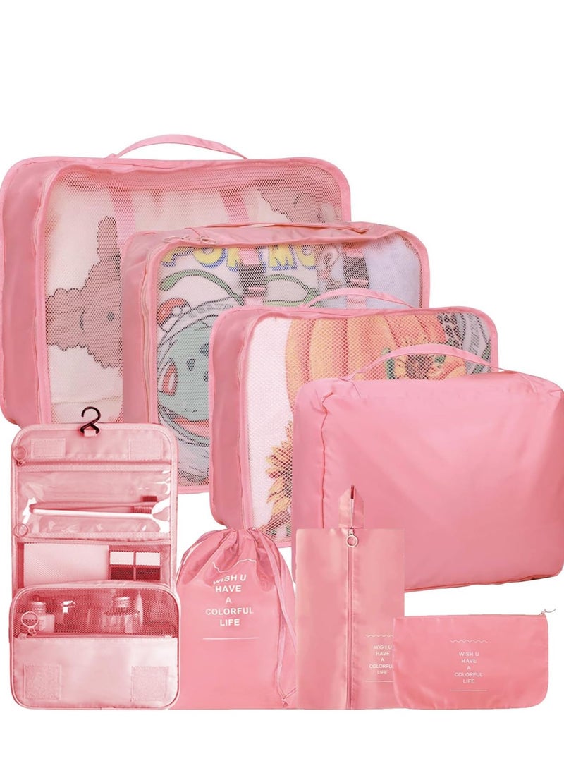 Travel Packing Bags, 8 PCS Packing Cubes for Suitcases, Travel Essentials for Carry on, Luggage Organizer Bags Set for Travel Accessories, Travel Organizer Kit(Pink) - pzsku/ZA6FC97AA87938C35AEEAZ/45/_/1727603523/2b397201-8515-4521-bc06-80884802d098