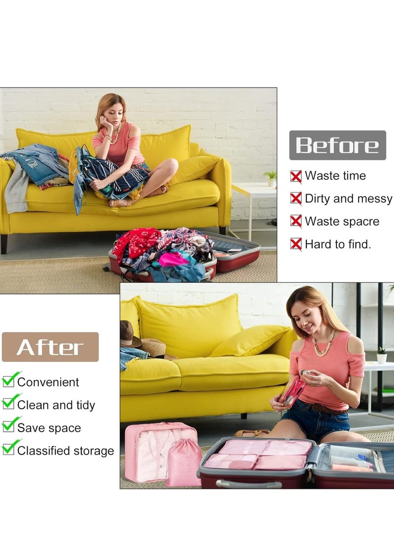 Travel Packing Bags, 8 PCS Packing Cubes for Suitcases, Travel Essentials for Carry on, Luggage Organizer Bags Set for Travel Accessories, Travel Organizer Kit(Pink) - pzsku/ZA6FC97AA87938C35AEEAZ/45/_/1727603554/0343025d-d41a-4c9c-a5bf-c3c422256310