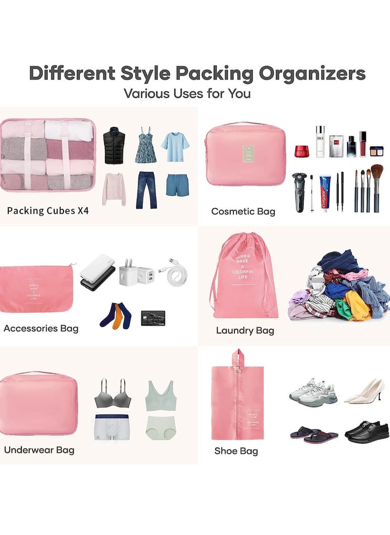 Travel Packing Bags, 8 PCS Packing Cubes for Suitcases, Travel Essentials for Carry on, Luggage Organizer Bags Set for Travel Accessories, Travel Organizer Kit(Pink) - pzsku/ZA6FC97AA87938C35AEEAZ/45/_/1727603564/9cd9d68a-2163-4d78-a7c0-56c640243f5b