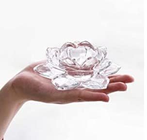 DRUDRAYA Crystal Glass Lotus Candle HoldersWhite Glass Candle Holder White Pack of 1