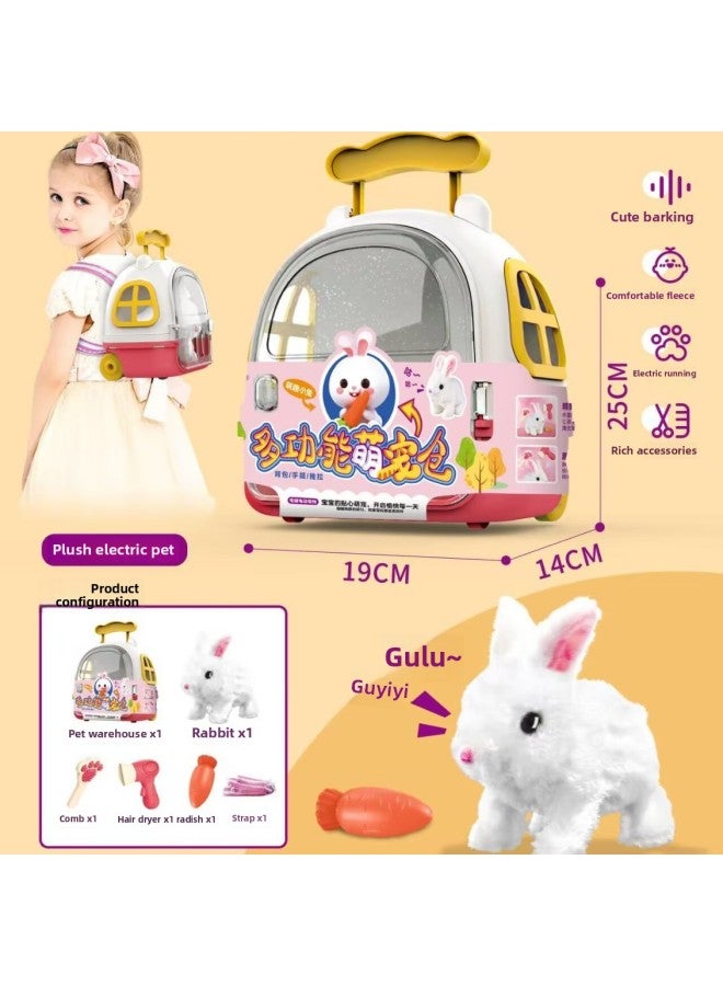 Cute Pet Bunny Dog Cat Plush Children's Toy 041 Parent-child Interactive Portable Pet Space Box Electric Sound-Color:040-Specifications:A Single Item Must Be Shipped In Multiple Of 32 Sets.  - Image 2