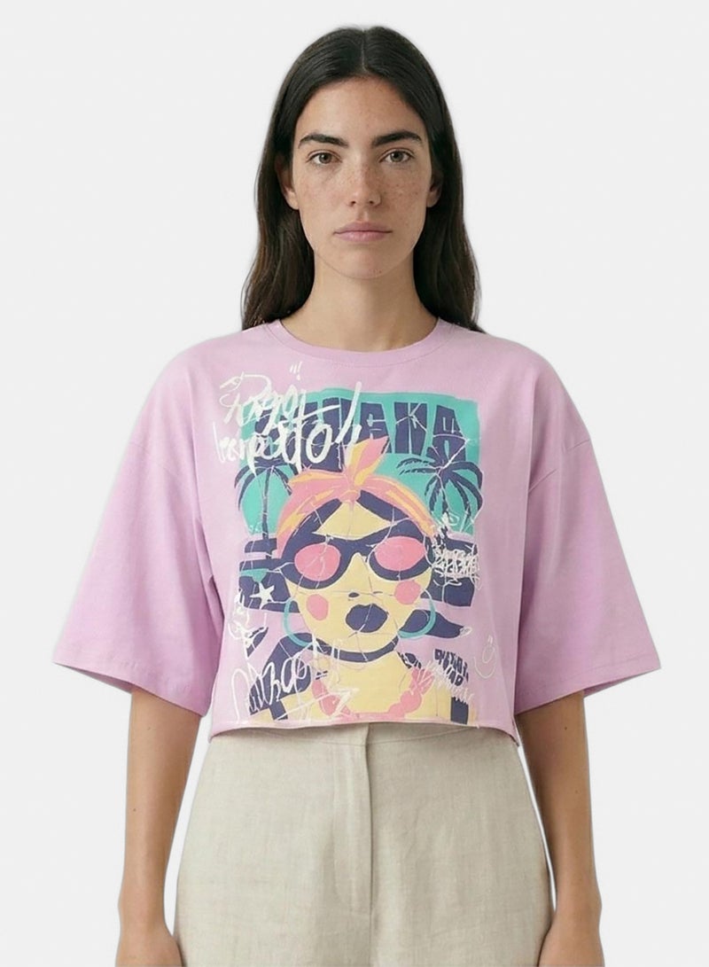RAVIN Women Art Graphic Boxy Crop Top - Image 1