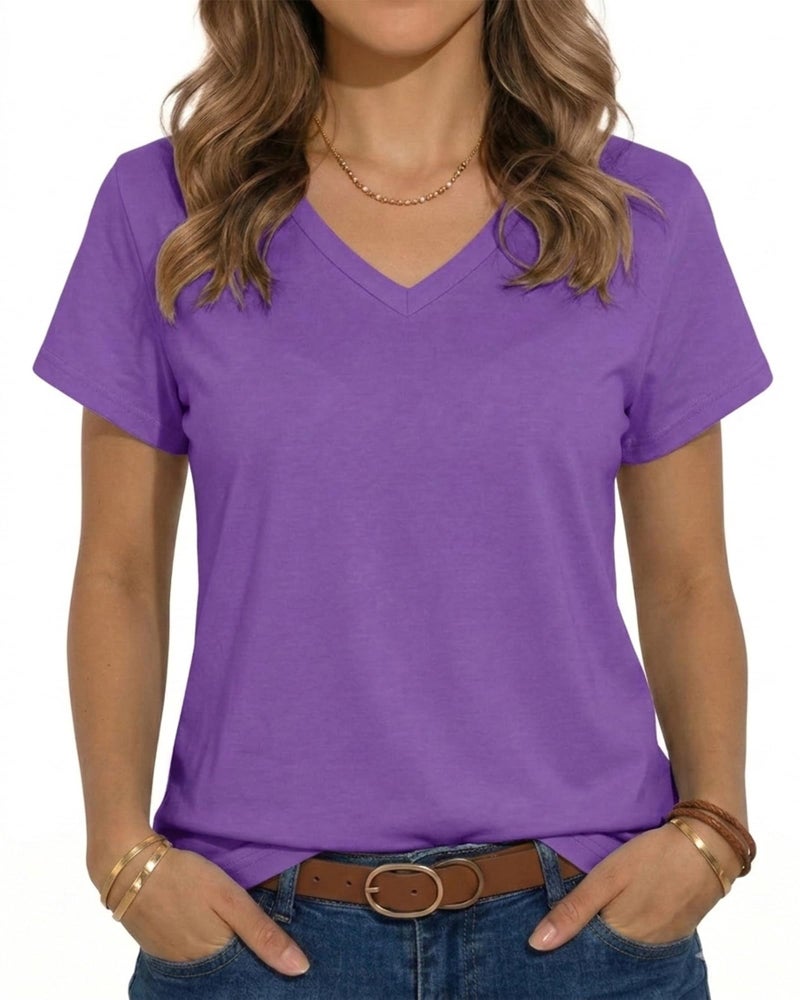 JILUVIN Womens T Shirt Graphic Tees Summer V Neck Short Sleeve Basic Tunic Top - Image 1