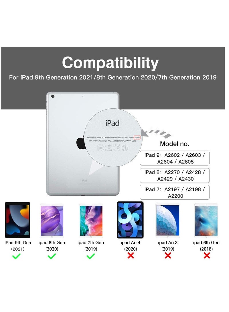 حافظة متوافقة مع جهاز iPad من الجيل التاسع/الثامن/السابع مقاس 10.2-10.5 بوصة مع حامل قلم، جلد بولي يوريثين ممتاز + غطاء خلفي ناعم من مادة TPU لحماية جهاز iPad 9 8 7 2021/2020/2019، وضع السكون/الإيقاظ التلقائي - وردي وردي - Image 5