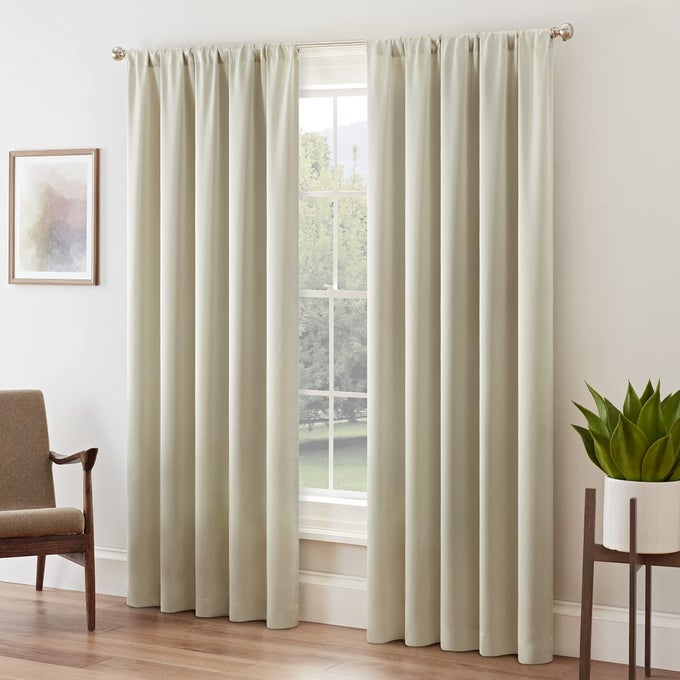 TRICIA MODERN ROOM DARKENING THERMAL ROD POCKET WINDOW CURTAIN FOR BEDROOM 1 PANEL 52 X 84 STONE