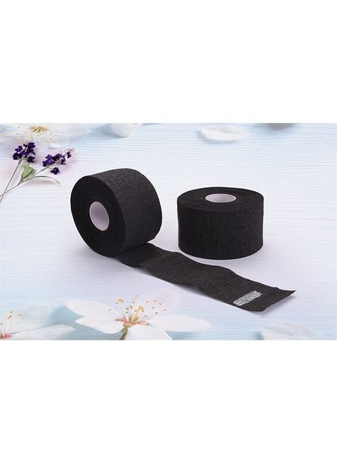 2Rolls Disposable Barber Neck Strips Hairdressing Stretchy Neck Paper Wrap Barber Accessories for Salon Barber Shop Hair Cutting Styling (Black)