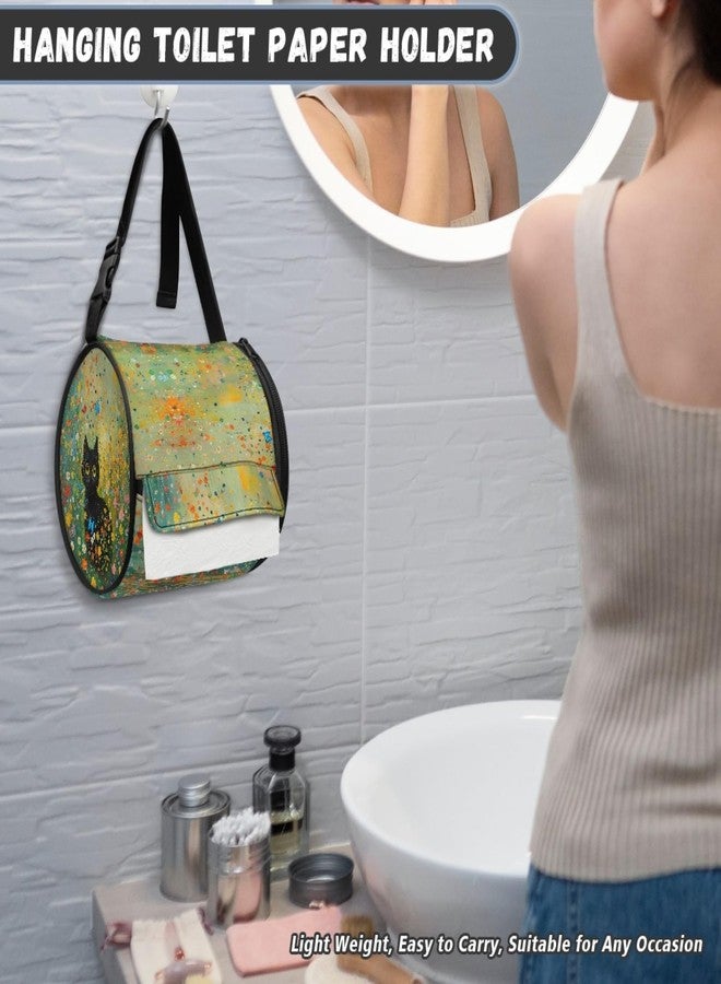 GLENLCWE Cute Cat Floral Toilet Paper Holder for Women Cute Toilet Paper Bag Roll Paper Towel Storage Case Cat Proof Hanging Pater Dispenser for Home Kitchen Camping - Image 4