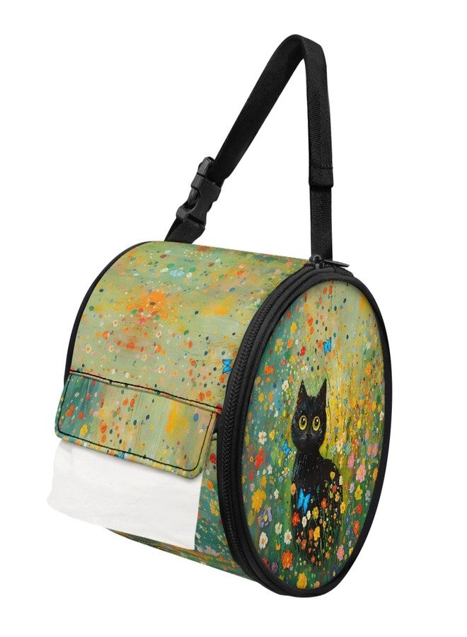 GLENLCWE Cute Cat Floral Toilet Paper Holder for Women Cute Toilet Paper Bag Roll Paper Towel Storage Case Cat Proof Hanging Pater Dispenser for Home Kitchen Camping - Image 1
