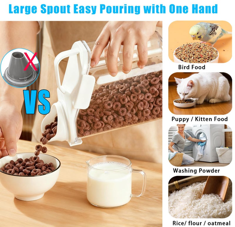 Besmall Cereal Containers Storage with Pour Spout Food Storage Container with Airtight Lid for Rice Flour Sugar Dog Cat Dry Food, Small Cereal Dispenser Kitchen Pantry Organizers Canister 1.8L - Image 4