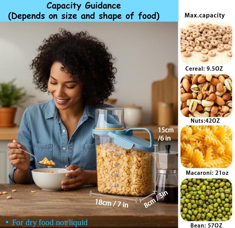 Besmall Cereal Containers Storage with Pour Spout Food Storage Container with Airtight Lid for Rice Flour Sugar Dog Cat Dry Food, Small Cereal Dispenser Kitchen Pantry Organizers Canister 1.8L - Image 3
