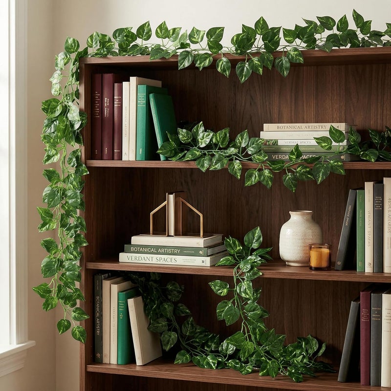 Dekorly Artificial Green Leaf Vine Money Plant Hanging, Artificial Ivy Leaves, Artificial Creeper Leaf Vine, Artificial Ivy Foliage, Ivy Wall Decor,Roof Decor | Each Plant 6 Feet (Green, 4) - Image 3