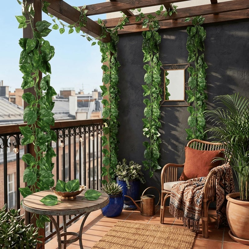 Dekorly Artificial Green Leaf Vine Money Plant Hanging, Artificial Ivy Leaves, Artificial Creeper Leaf Vine, Artificial Ivy Foliage, Ivy Wall Decor,Roof Decor | Each Plant 6 Feet (Green, 4) - Image 4