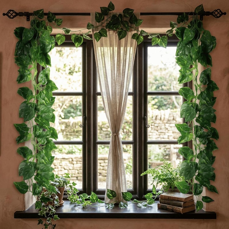 Dekorly Artificial Green Leaf Vine Money Plant Hanging, Artificial Ivy Leaves, Artificial Creeper Leaf Vine, Artificial Ivy Foliage, Ivy Wall Decor,Roof Decor | Each Plant 6 Feet (Green, 4) - Image 5