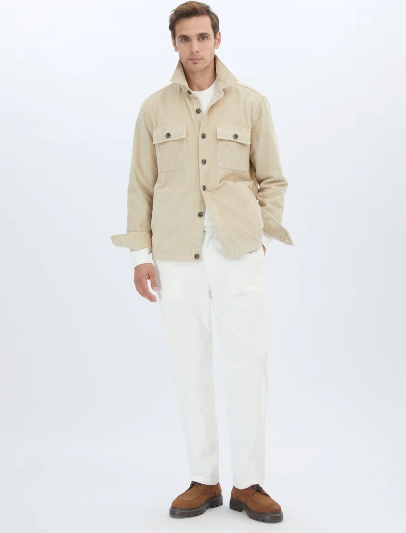 كيب Beige Regular Fit Woven 100% Cotton Overshirt