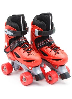 EASY FUTURE Roller Skates Adjustable Size Double Row 4 Wheel Skates for Outdoor Indoor Children Skates for Boys And Girls Red Colour  - Image 1