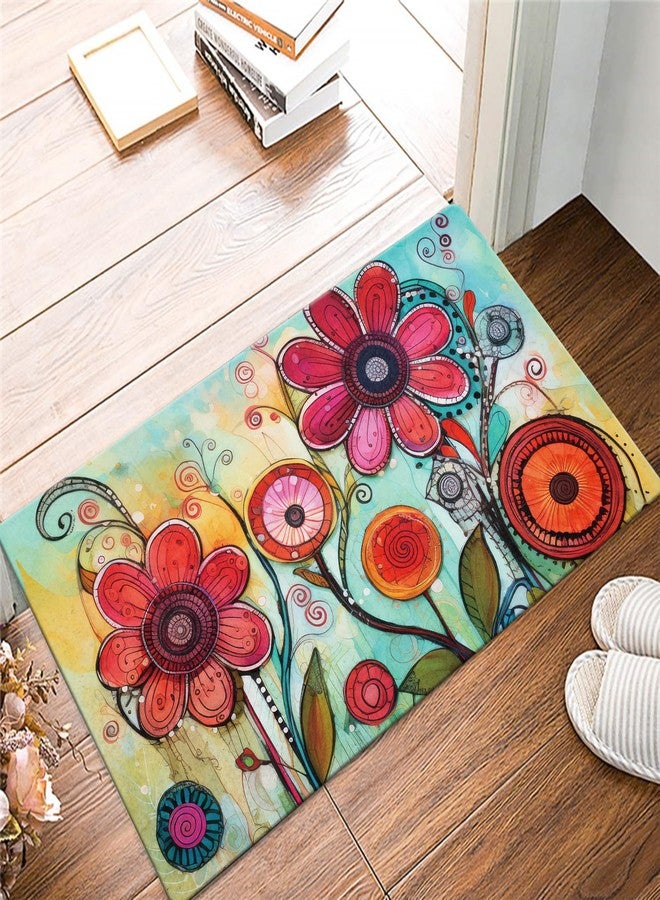 Morigins Spring Watercolor Flowers Rubber Floor Mat Non-Slip Backing for Entryway Porch Summer 18 x 30 Inch - Image 4