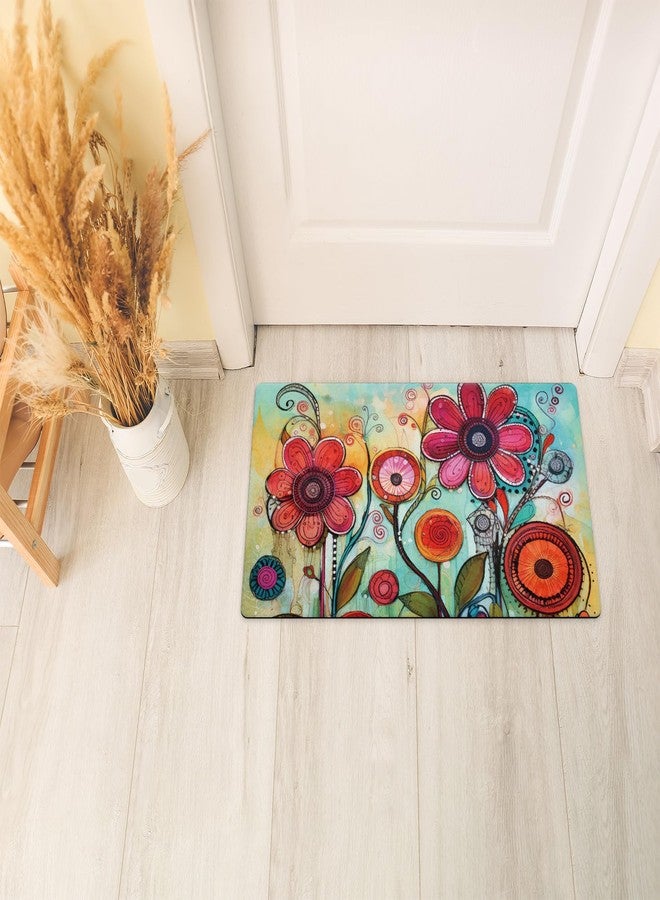 Morigins Spring Watercolor Flowers Rubber Floor Mat Non-Slip Backing for Entryway Porch Summer 18 x 30 Inch - Image 5