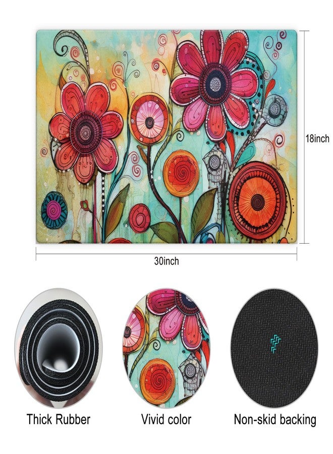 Morigins Spring Watercolor Flowers Rubber Floor Mat Non-Slip Backing for Entryway Porch Summer 18 x 30 Inch - Image 2