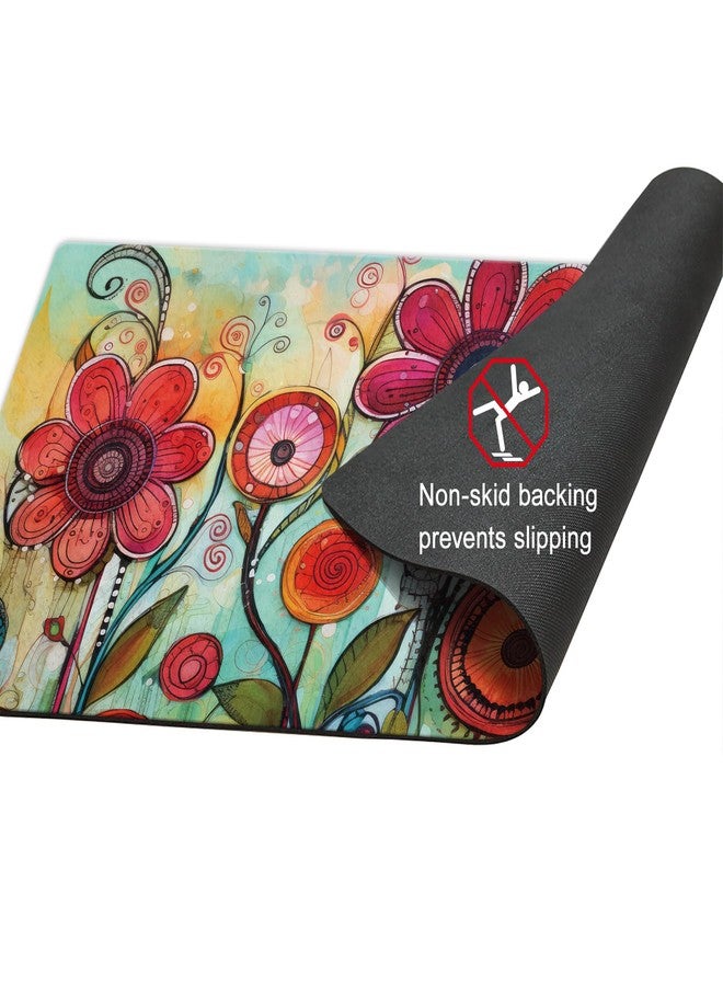 Morigins Spring Watercolor Flowers Rubber Floor Mat Non-Slip Backing for Entryway Porch Summer 18 x 30 Inch - Image 3