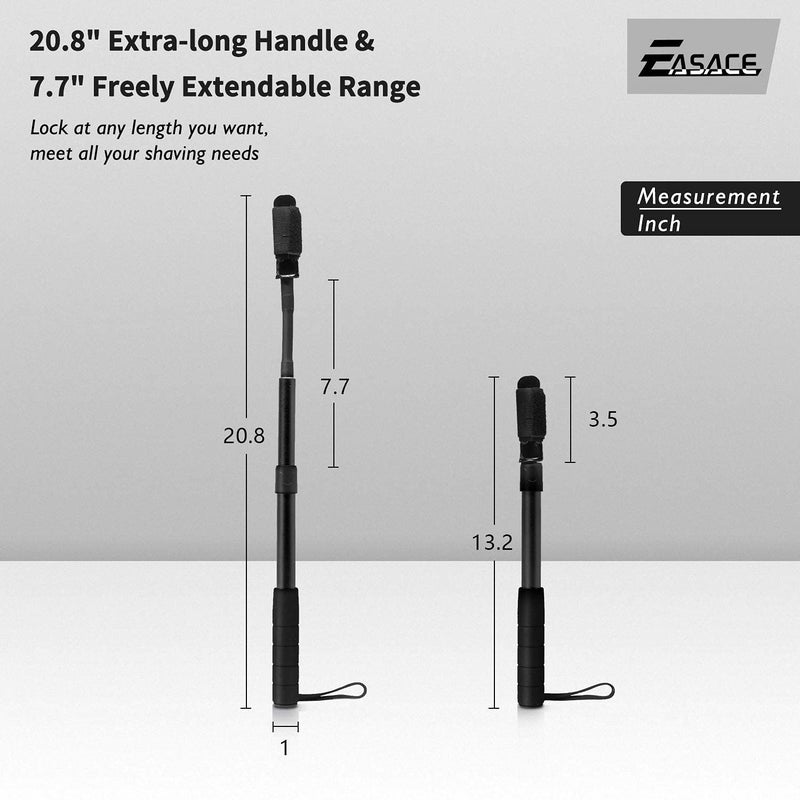 EASACE Razor Extension Shaver Handle with Adjustable Length for Leg, Body Shaver Handle Groomer, Hair Brush Handle for Wet or Dry Brushing, Multiple Functions Razor Shaver for Body(Black) - Image 3