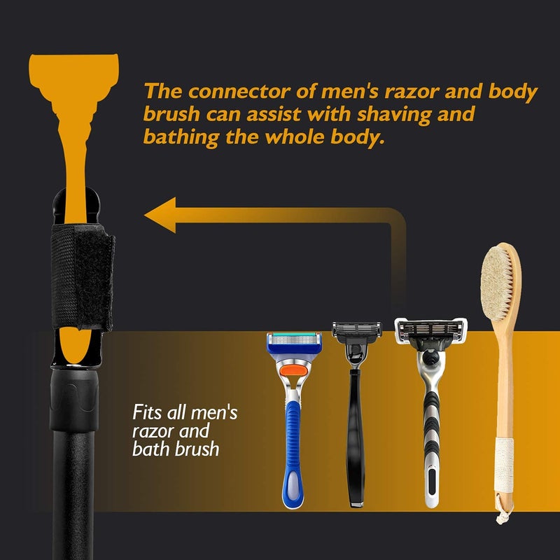 EASACE Razor Extension Shaver Handle with Adjustable Length for Leg, Body Shaver Handle Groomer, Hair Brush Handle for Wet or Dry Brushing, Multiple Functions Razor Shaver for Body(Black) - Image 2