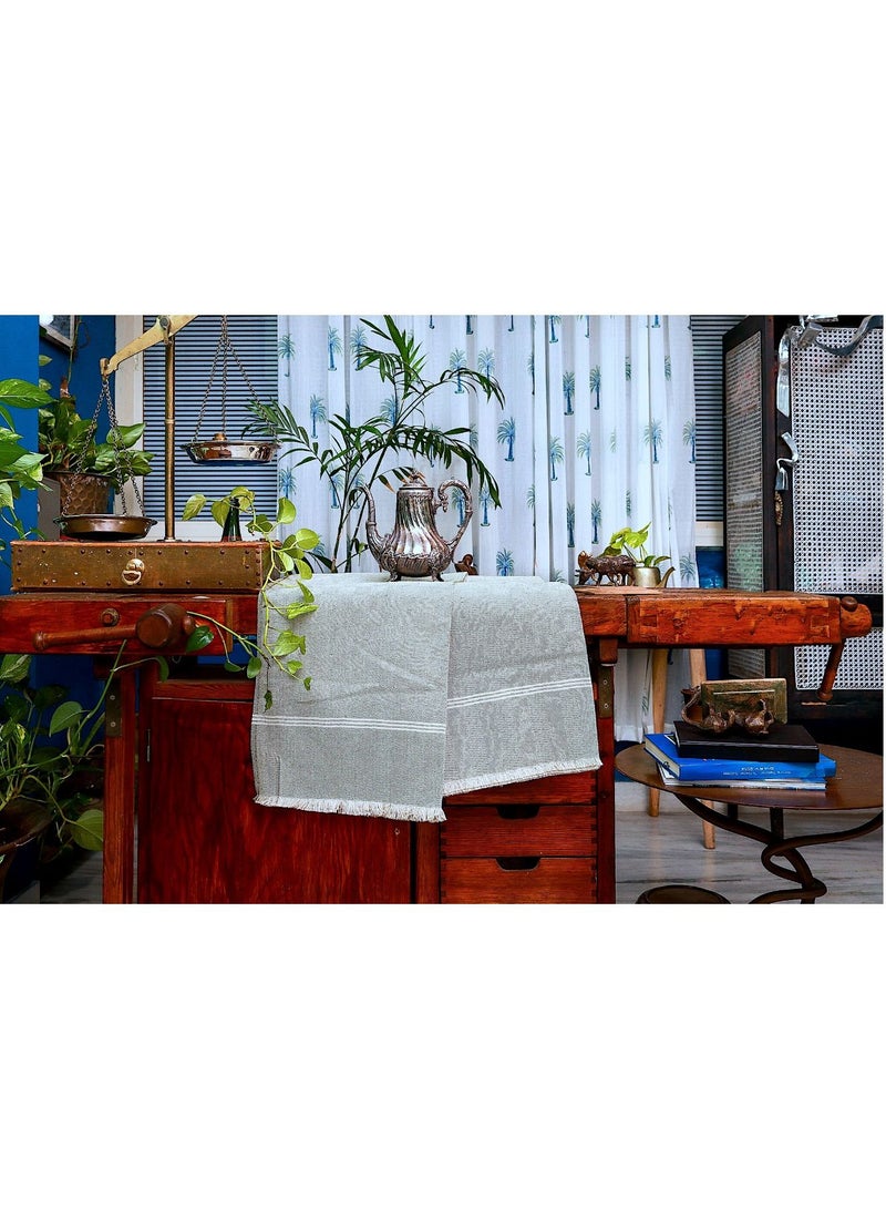 OJARIYA Premium Organic Handloom Cotton Olive Green and White Patterned Handwoven Blanket Throw  - Image 3