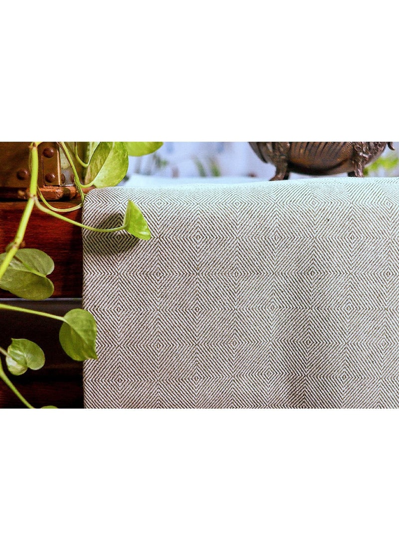 OJARIYA Premium Organic Handloom Cotton Olive Green and White Patterned Handwoven Blanket Throw  - Image 4