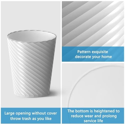 Lysam Bathroom Trash Can, 3 Pack 1.8 Gallons Small Trash Can with Trash Bags, Bathroom Garbage Can, Plastic Trash Bin, Round Waste Basket for Living Room, Bedroom, Office, Kitchen, Compact Space (White) - Image 4
