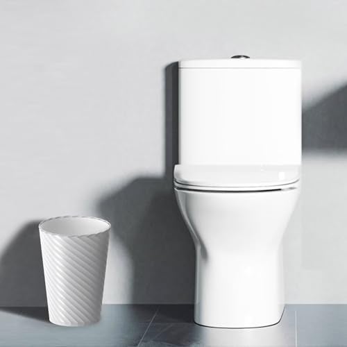 Lysam Bathroom Trash Can, 3 Pack 1.8 Gallons Small Trash Can with Trash Bags, Bathroom Garbage Can, Plastic Trash Bin, Round Waste Basket for Living Room, Bedroom, Office, Kitchen, Compact Space (White) - Image 2