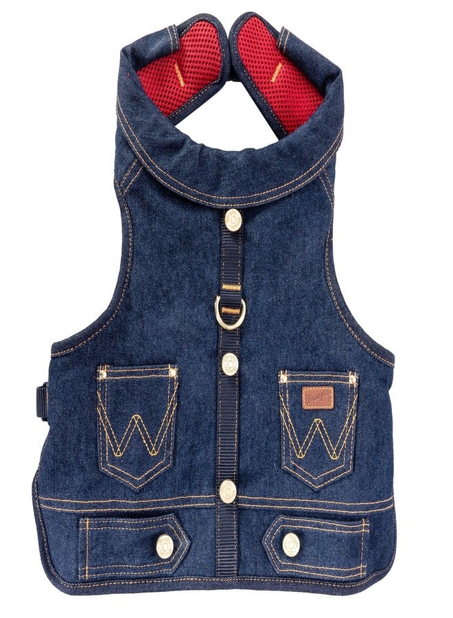 Wrangler Rope Denim Dog Harness Vest for Large Dogs (Dark Wash, XL) - Image 1