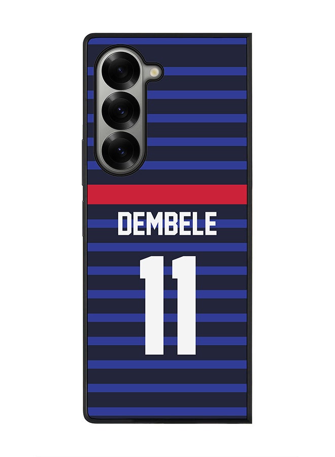 Stylizedd Rugged Black edge case for Samsung Galaxy Z Fold6, Slim fit Case Flexible Anti Drop TPU Gel Thin Cover - Football Team - France, Player Name - Dembele - Image 1