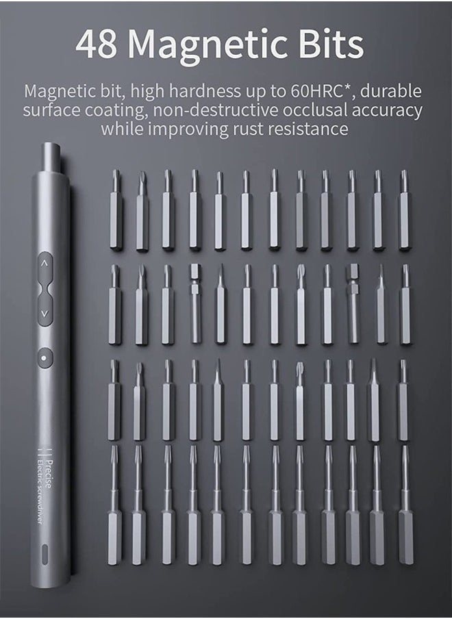 Arabest 62 In 1 Mini Electric Precision Screwdriver Set with 48 Magnetic Bits, Led Light, USB Charge, Fix Phone Laptop Toys Watch Camera  - Image 2