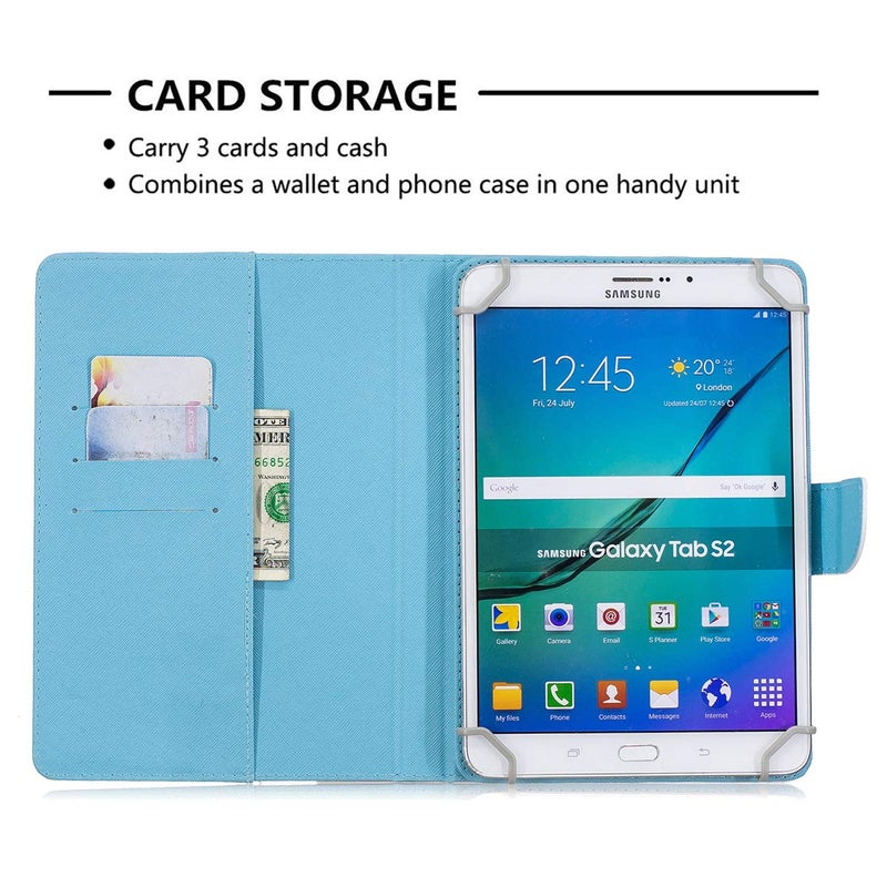 Newshine Universal Case for 6.5-7.5'' Tablet, Newshine Colorful Wallet Stand Cover for 7.0'' Samsung Galaxy Tablet, Amazon Kindle Fire 7/HDX 7 and Other Around 7 Inch Models - Blue Marble - Image 2