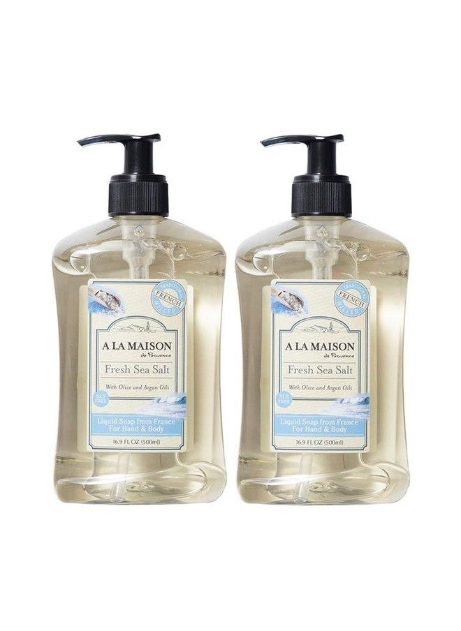 A La Maison Fresh Sea Salt Liquid Hand Soap Triple French Milled Natural Moisturizing Soap (2 Pack 16.9 Oz Bottle)  - Image 1