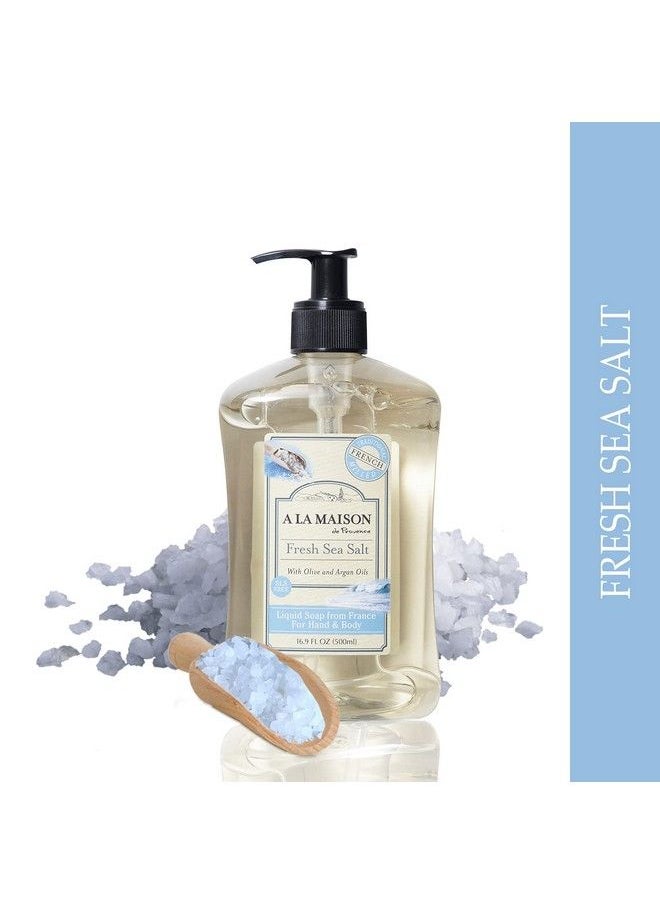 A La Maison Fresh Sea Salt Liquid Hand Soap Triple French Milled Natural Moisturizing Soap (2 Pack 16.9 Oz Bottle)  - Image 4