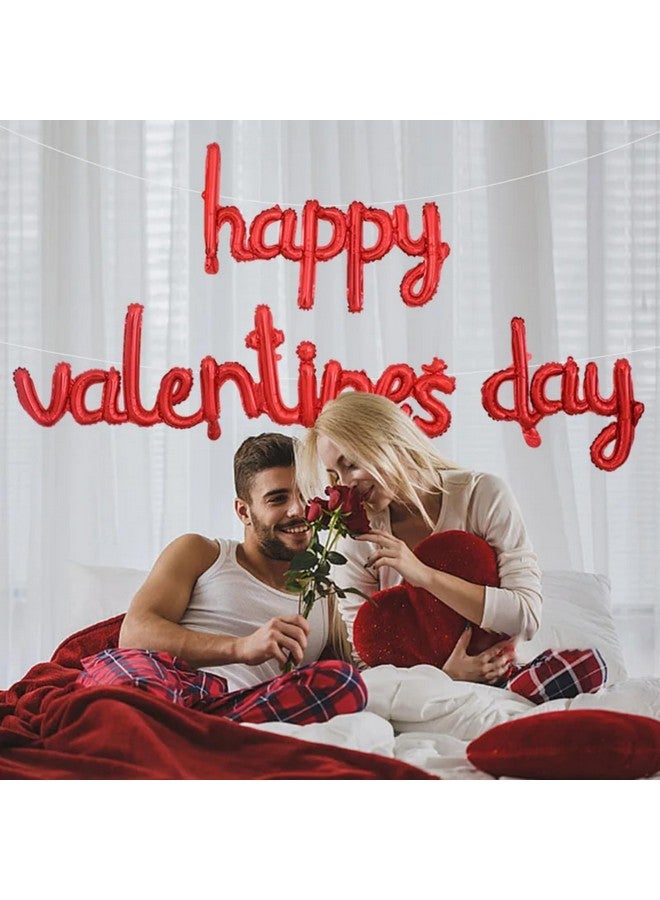 Dzrige Happy Valentines Day Balloon Banner Valentines Day Foil Balloons Red Happy Valentines Day Letters Balloons Kit for Valentines Day Wedding Anniversary Engagement Party Home Decoration - Image 3
