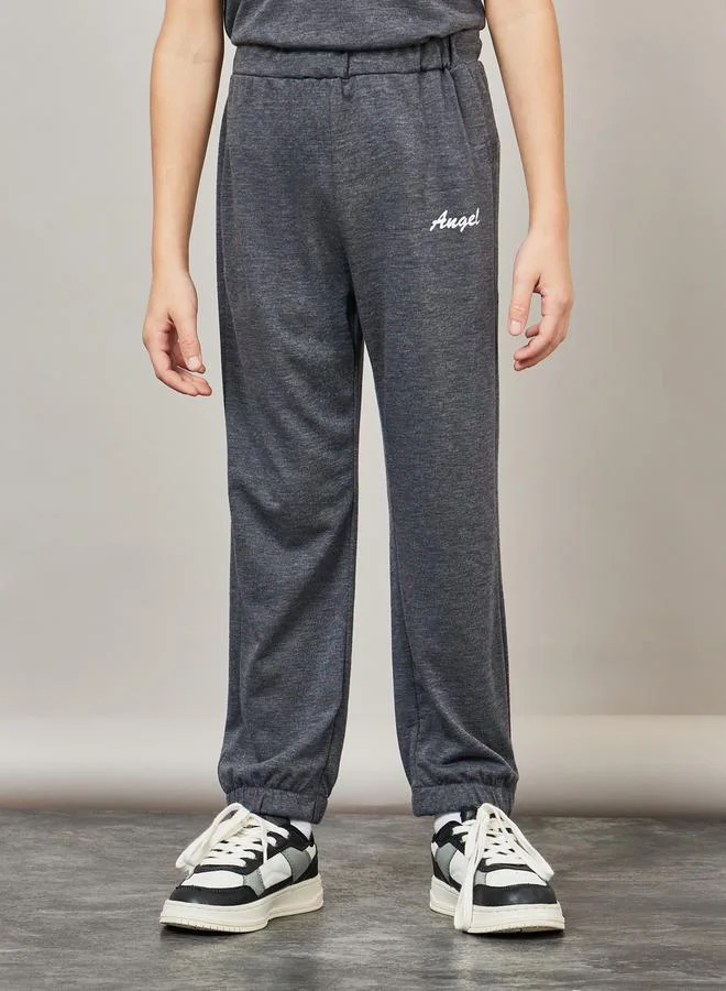 ستايلي Placement Print Melange T-Shirt and Jogger Set