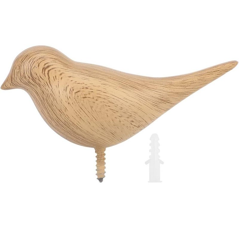 Wood Grain Handmade Wall Hook for Keys Towels Bags 4.1 Inch Bird Decor - Image 1