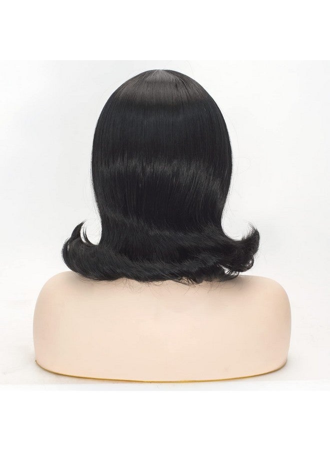 TSNOMORE Linda Wig for Women Short Black Synthetic Wigs with Glasses Halloween Costume Party Cosplay Wig - Image 4