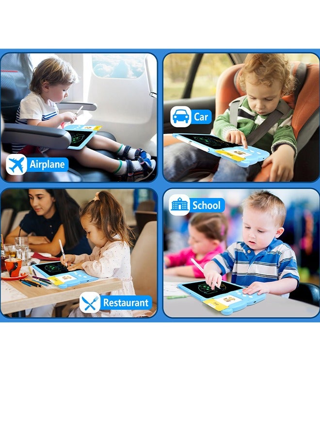 LCAREMOM Talking Flash Cards Drawing Learning Toys for Age 2-6, 2 in 1 Toddlers Sensory Speech Therapy Autism Doodle Board Travel Toys, 224 Reading Lcd Writing Tablet Montessori Education Boys and Girls Gifts (Blue) - Image 5