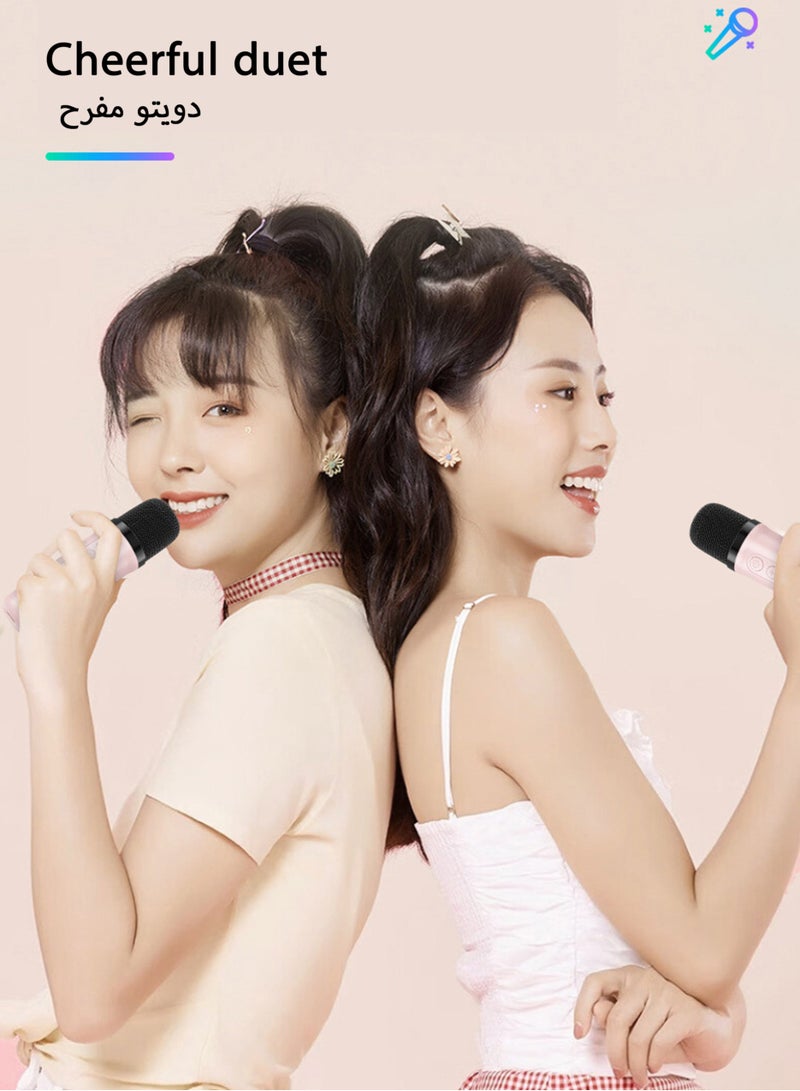 Jourvent Portable Karaoke Machine with 2 Wireless Microphone Music Player Toys Gifts Children Mini BT Speaker for Kids white - Image 5