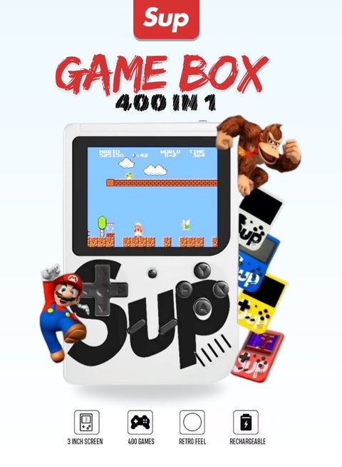 KIDS GAME | 400 IN 1 | HANDHELD GAMING CONSOLE : PORTABLE RETRO GAME PLAYER | WHITE