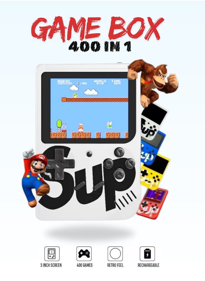 SUP - KIDS GAME | 400 IN 1 | HANDHELD GAMING CONSOLE : PORTABLE RETRO GAME PLAYER | WHITE - Image 1